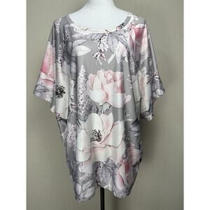 LOVEU.DEAR Women's 2XL Floral Print Short Sleeve Blouse Flowy Ruched Summer